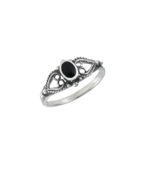 Onyx and Hearts Ring