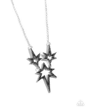 Paparazzi PREORDER Explosive Exhibit Silver Necklace & Earring Set