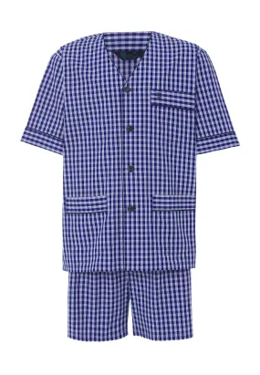 Pijama Hombre Corto Judo Popelín Cuadros - Azul 4522_38