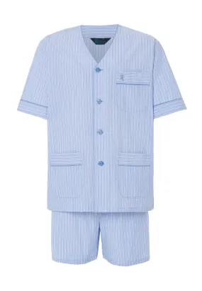 Pijama Hombre Corto Judo Popelín Rayas - Azul 4523_30