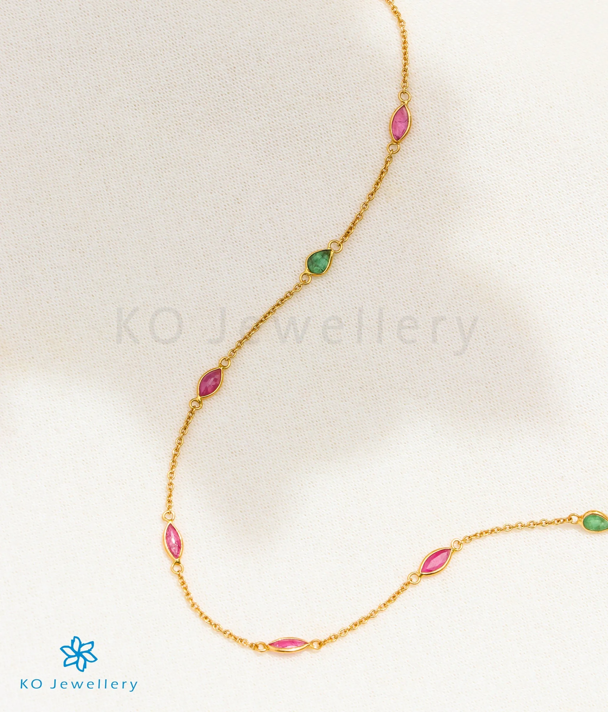 Precious Ruby & Emerald Necklace & Earrings in 22 KT Gold