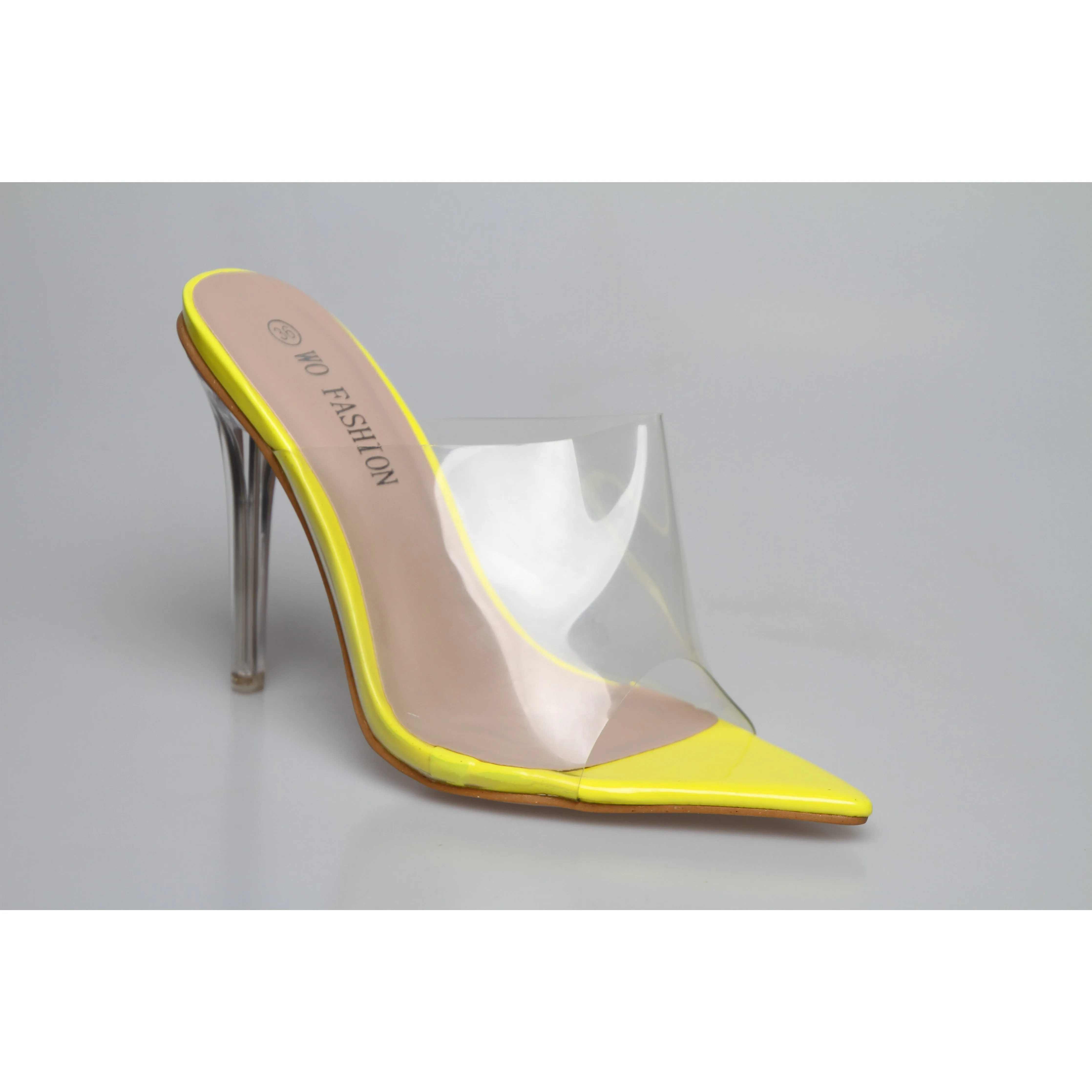 PVC transparent open toe high heel