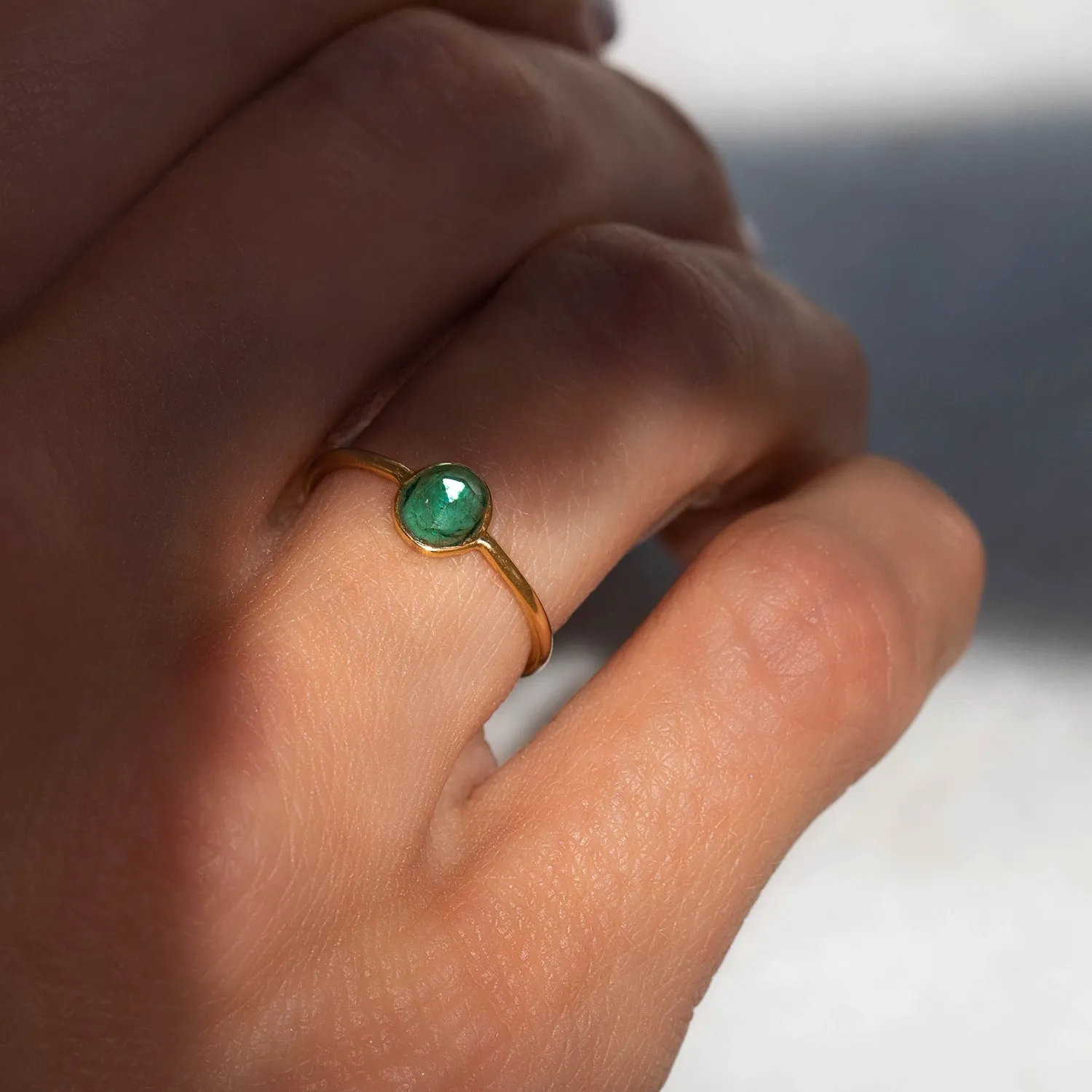 Rosecut Ring | 10k Gold & Emerald