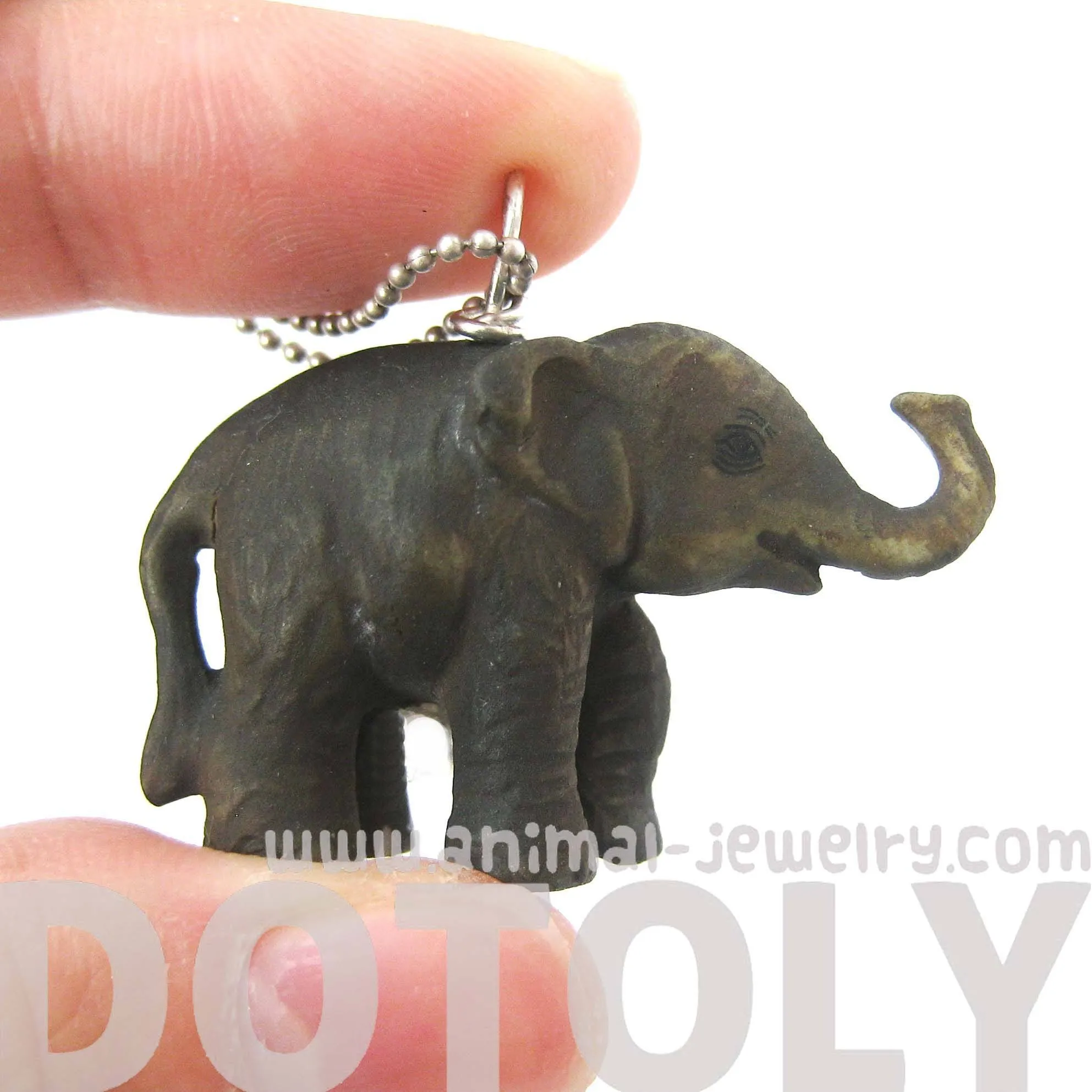 Standing Elephant Porcelain Ceramic Animal Pendant Necklace | Handmade