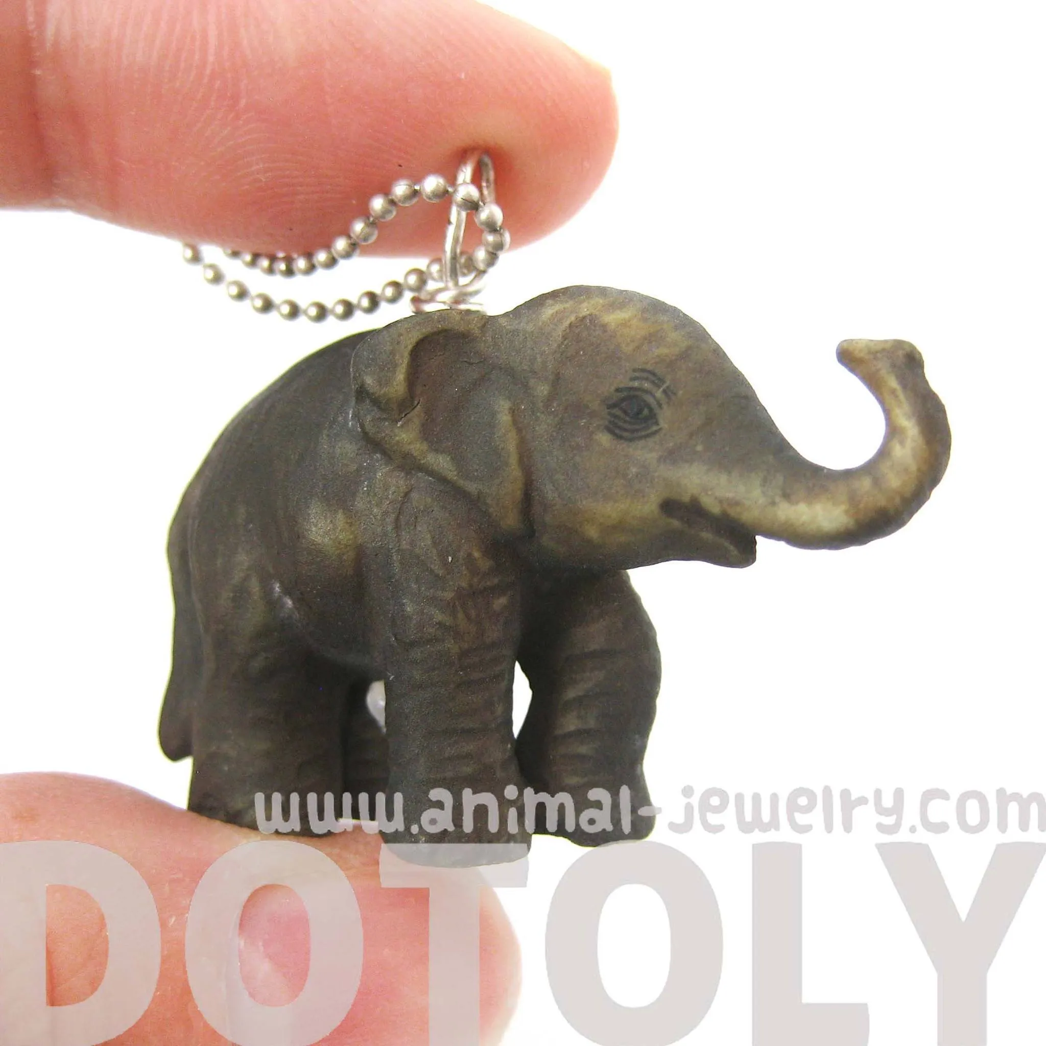 Standing Elephant Porcelain Ceramic Animal Pendant Necklace | Handmade