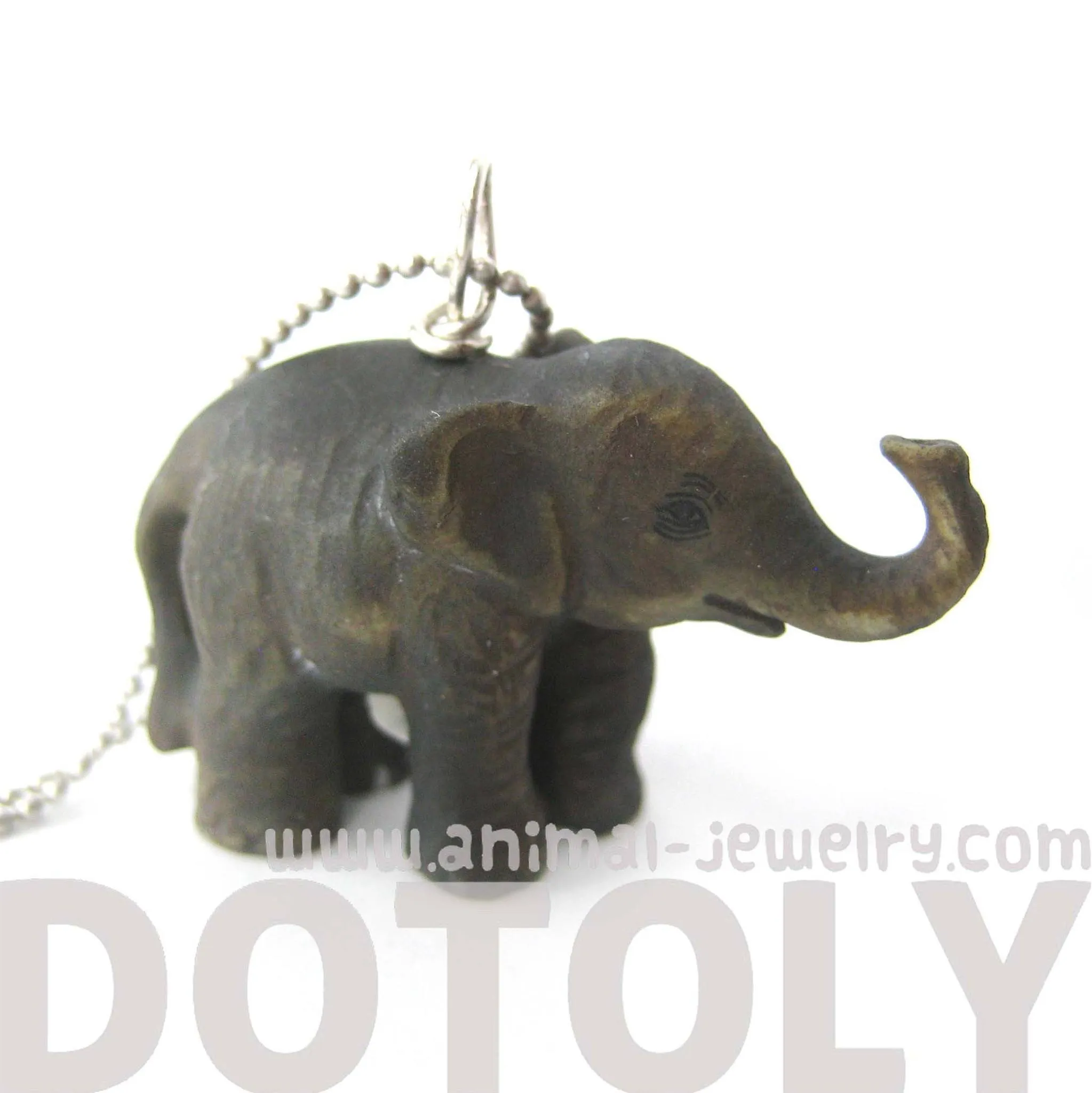 Standing Elephant Porcelain Ceramic Animal Pendant Necklace | Handmade