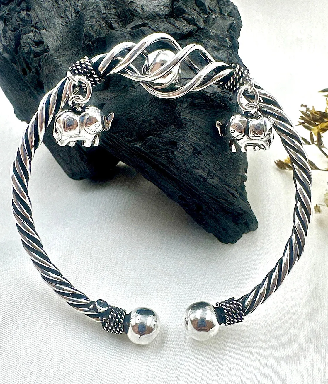 The Elephant Silver Openable Bracelet