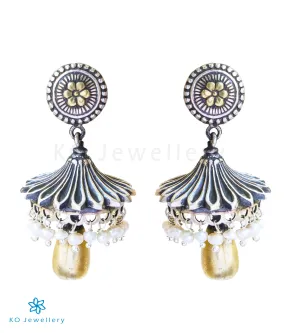 The Vyasa Silver Antique Jhumkas (2 tone)