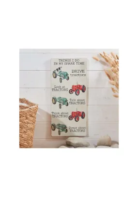 Tractor Long Plaque Wooden