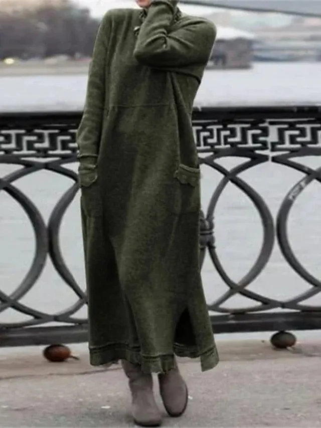 Trendy Women's Maxi Long Sweatshirt Dress