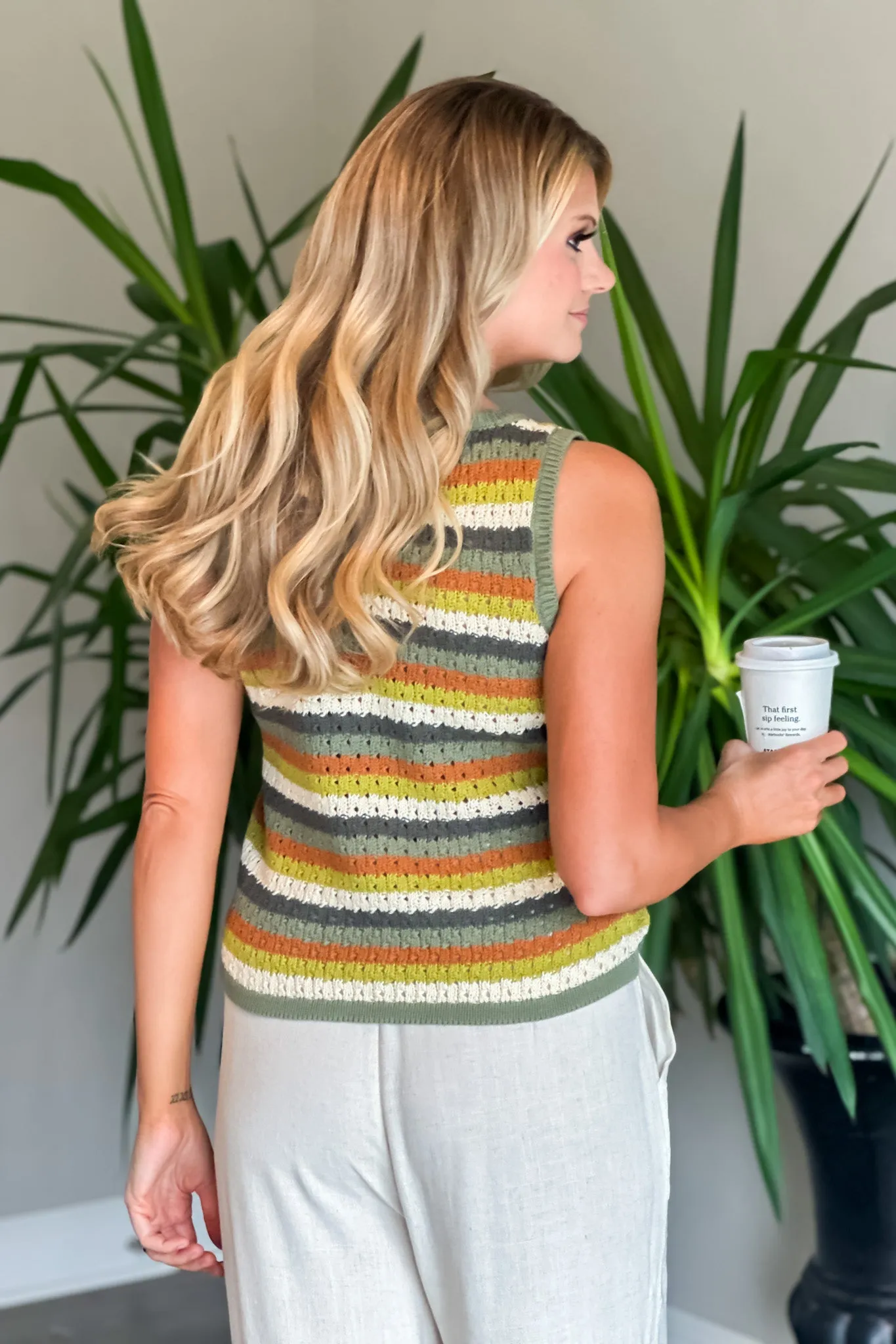 Tribal Linda Sleeveless Sweater : Cactus Multi