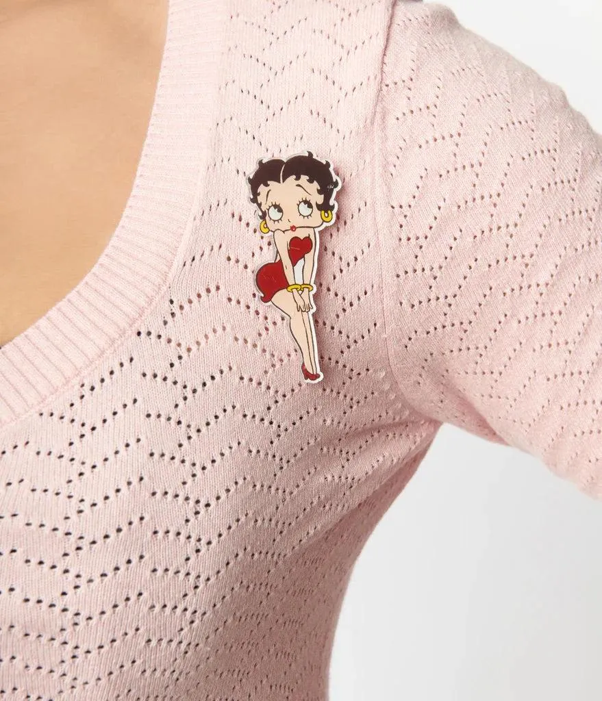 Unique Vintage Betty Boop x Unique Vintage Light Pink Sweetheart Cardigan