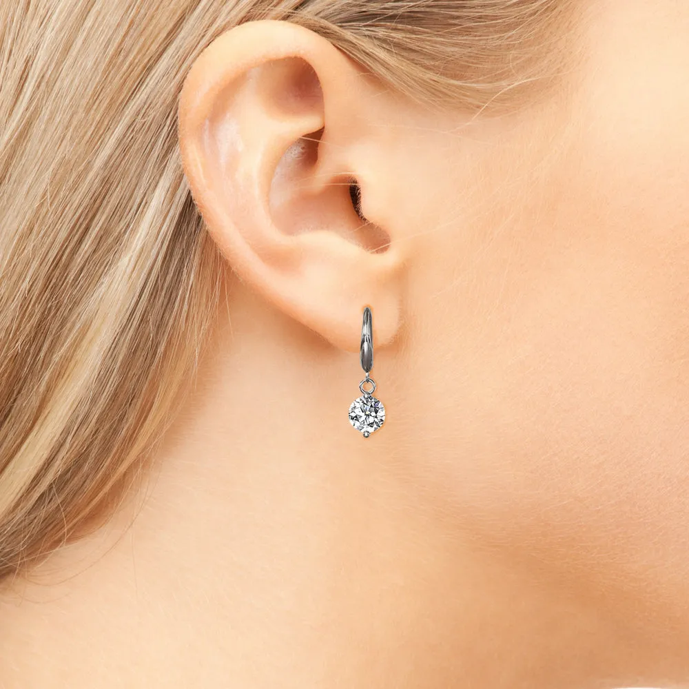 Veronica “Victorious” 18k White Gold Plated Swarovski Drop Earrings