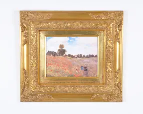 Vintage Art Lithograph Print Framed Landscape With Glass Entitled Poppies by Claude Monet-Wall Decor